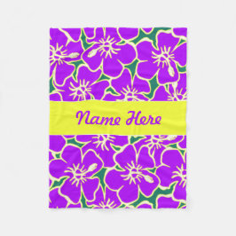 Lila Hibiscus Flowers Tropical Hawaiian Decor Fleecefilt