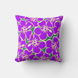 Lila Hibiscus Flowers Tropical Hawaiian Luau Kudde