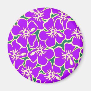 Lila Hibiscus Flowers Tropical Hawaiian Luau Magnet
