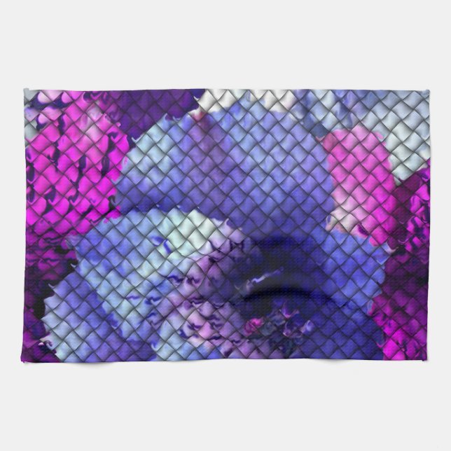 Lila Hibiscus Woven Mosaic-utseende Kökshandduk (Horisontell)