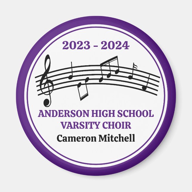 Lila High School Choir Anpassningsbar Keepsaké Magnet (Framsidan)
