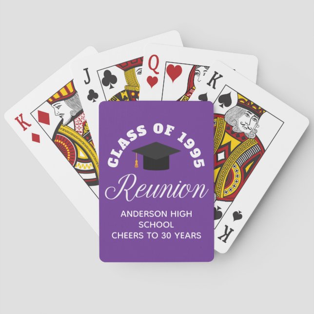 Lila High School Reunion Personlig Party Casinokort (Baksidan)