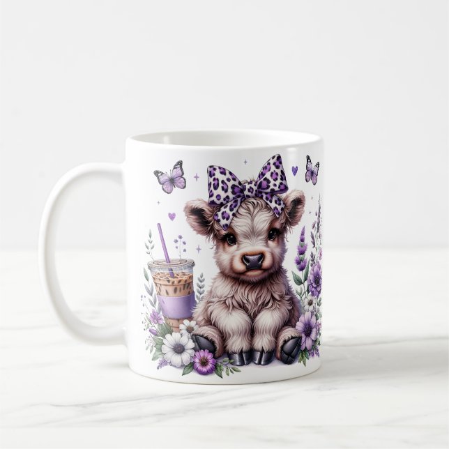 Lila Highland Cow Mugg (Vänster)