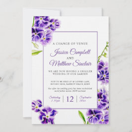 Lila himlar blommor byte av handelsplats bröllop inbjudningar