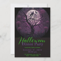 Lila Himlar Full Moon Bird Halloween Middag Party