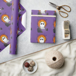 Lila Himlar Orange Måne Ghost i kyrkogård Presentpapper