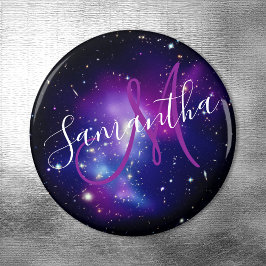 Lila himmelskt rymdbildsmonogram magnet