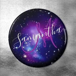 Lila himmelskt rymdbildsmonogram magnet