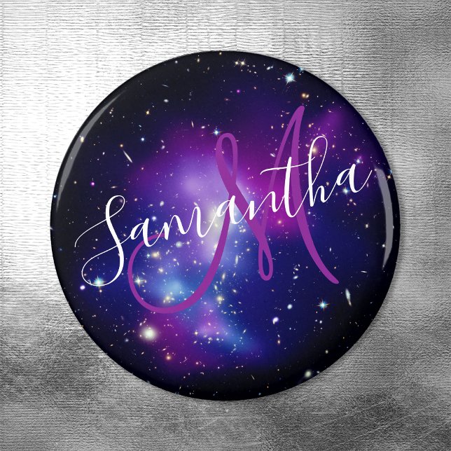 Lila himmelskt rymdbildsmonogram magnet (Skapare uppladdad)
