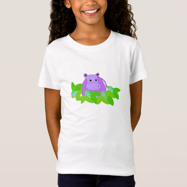 Lila Hippo Grazing T Shirt (Framsida)