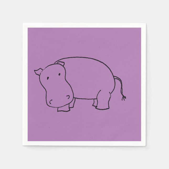 lila hippo napkin pappersservett (Framsidan)