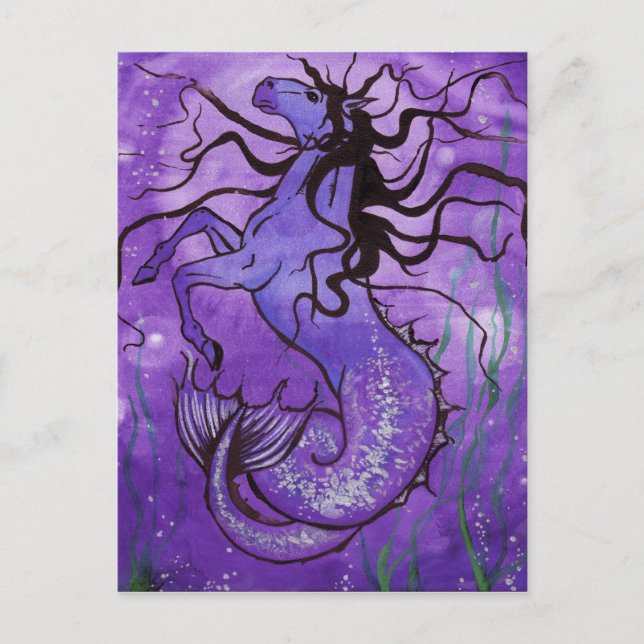 Lila Hippocampus Postkort Vykort (Framsida)