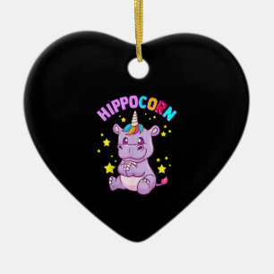 Lila HippoCorn Hippo Maj Hippopotamus Älskare Julgransprydnad Keramik