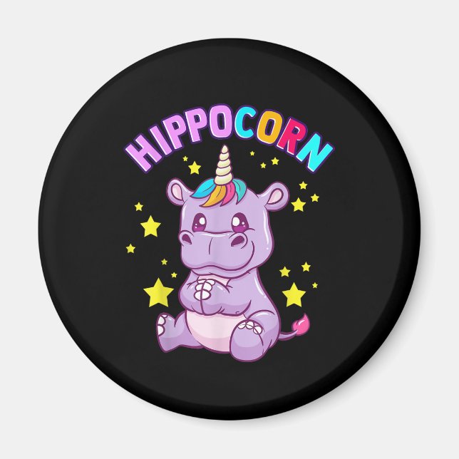 Lila HippoCorn Hippo Maj Hippopotamus Älskare Magnet (Framsidan)