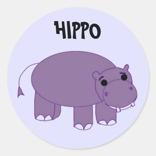 Lila Hippopotamus Runt Klistermärke (Framsida)
