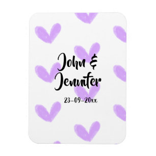 Lila hjärta akvarell valentine-par namn da magnet