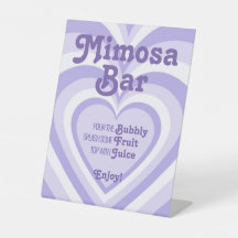 Lila hjärta Mimosa Bar Display Bordsskylt