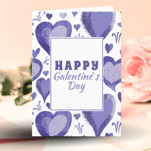 Lila Hjärtan Glad Galentine`S Dag Helgkort