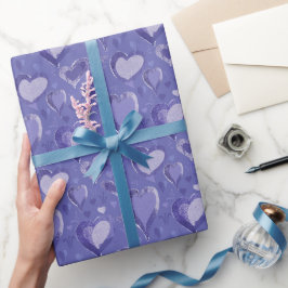Lila Hjärtan Mönster Ritning Presentpapper