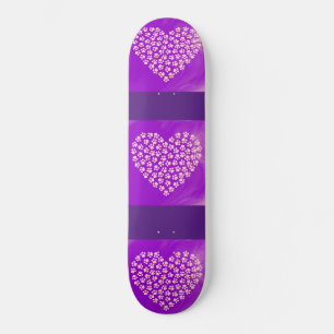 Lila hjärtan-skateboard. mini skateboard bräda 18,5 cm