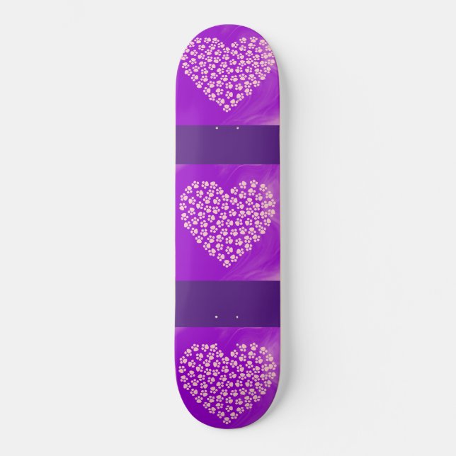 Lila hjärtan-skateboard. mini skateboard bräda 18,5 cm (Framsida)