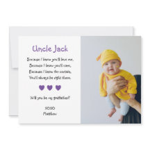 Lila Hjärtar om du blir min gudfar med Photo