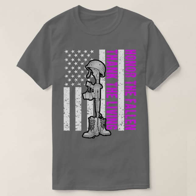 Lila Hjärtdagens militärära heder Fallen Tack t T Shirt (Design framsida)