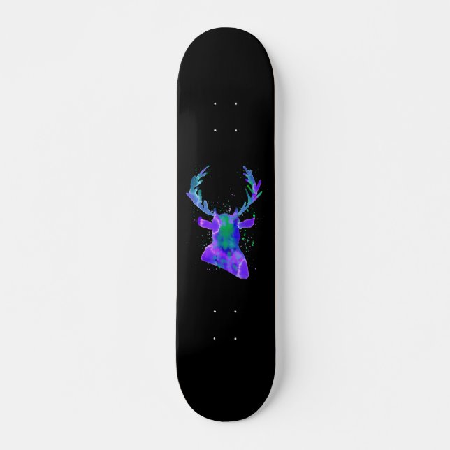 Lila hjort Siluett Mini Skateboard Bräda 18,5 Cm (Framsida)
