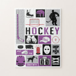 Lila Hockey Inslag Stick Puck Player Pussel