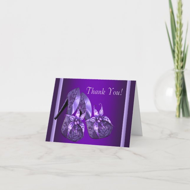 Lila högklackade skor tack-kort tack kort (Framsida)