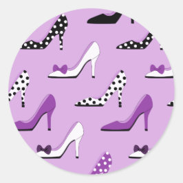 Lila högklackar runt klistermärke