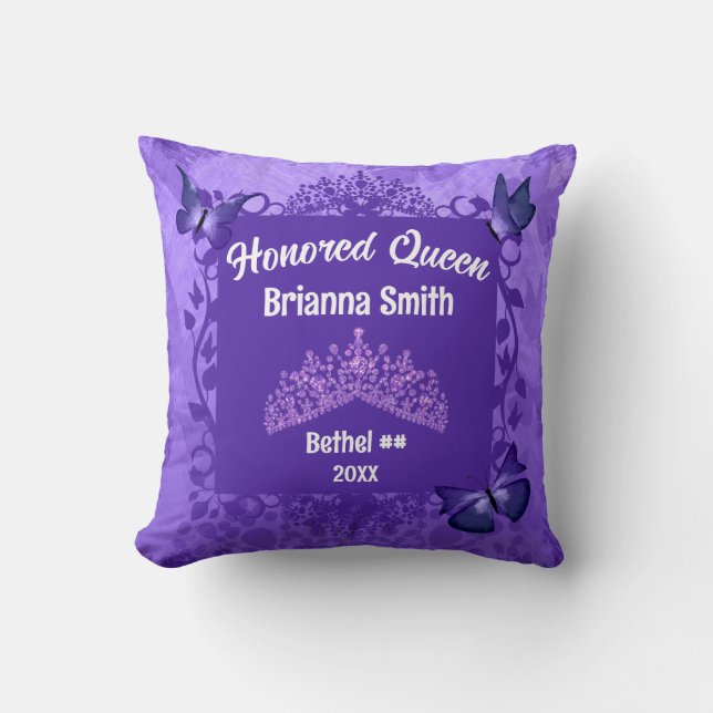 Lila Honated Queen Princess Tiara Kudde (Framsida)