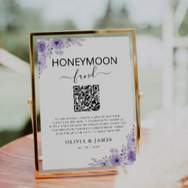 Lila Honeymoon Fund QR Code Sign, Bröllop Inbjudningar
