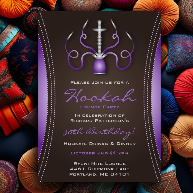 Lila Hookah-partiets inbjudan (Purple Hookah Party Invitation
)