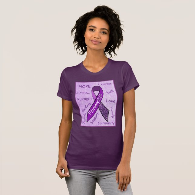 Lila hopp fibromyalgi damtröja tee (Hel framsida)
