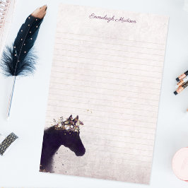 Lila Horse Dreamy Boho Chic Monogram Brevpapper