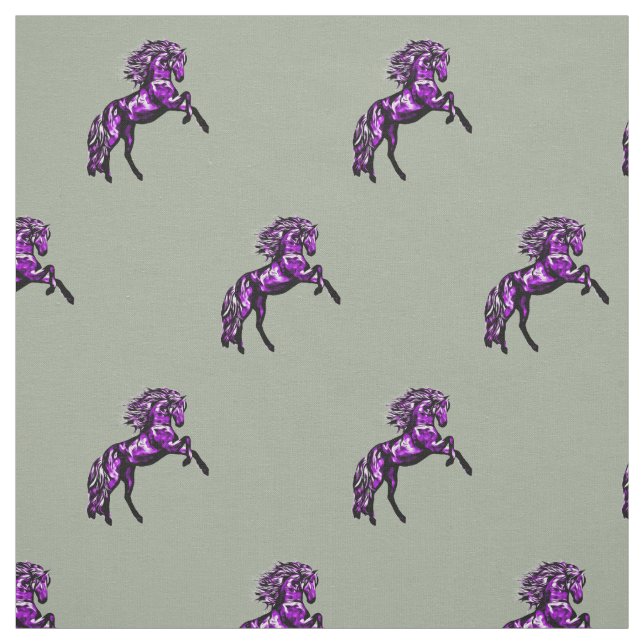 Lila Horse på Grått Fabric Tyg (Provkarta)