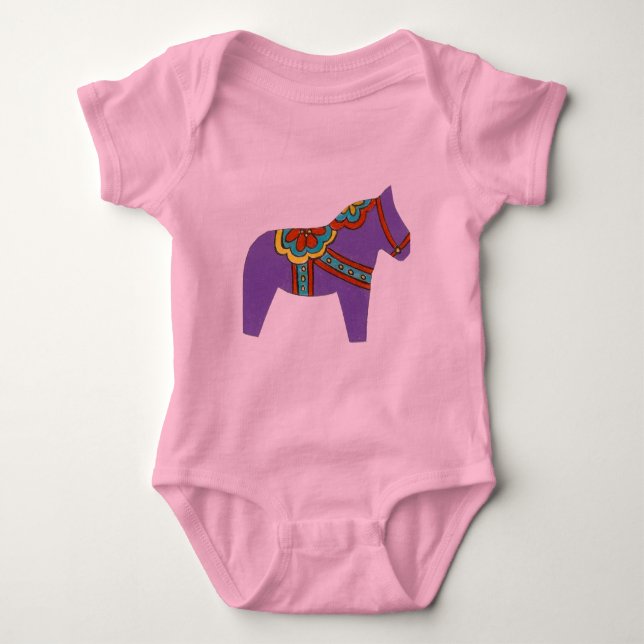 Lila Horse Vild Dala Horse barnkläder Tee Shirt (Framsida)