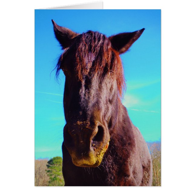 Lila Horse w/ Grönt Mouth Hälsningskort (Framsidan)