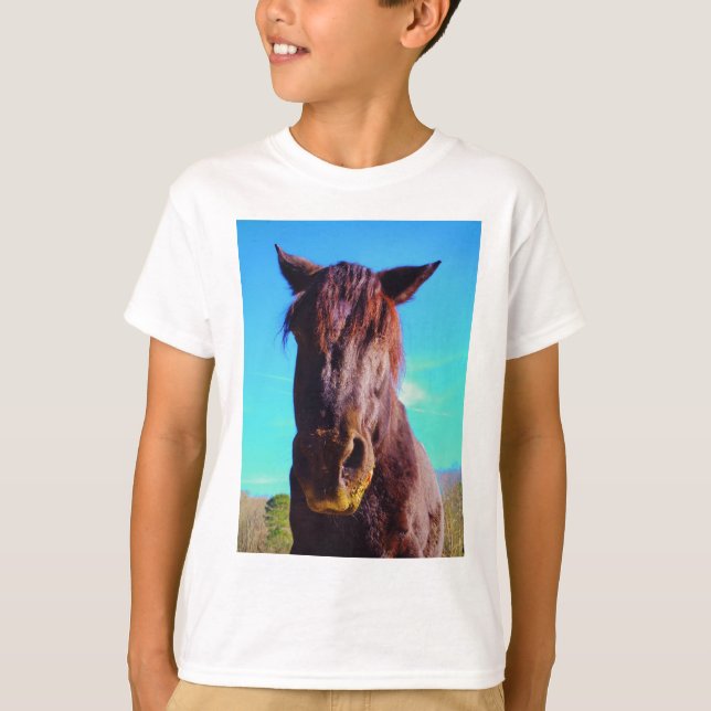 Lila Horse w/ Grönt Mouth T Shirt (Framsida)