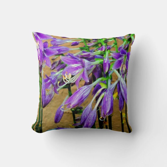 Lila Hosta Blommig Trädgårdsdyna Kudde (Framsida)