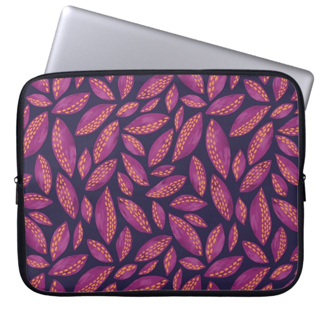Lila höstbladsmönster laptop fodral (Framsidan)