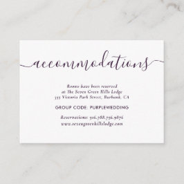 Lila hotellackrediteringskort för bröllop tilläggskort