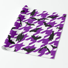 lila Houndstooth halloween Black fladdermus Presentpapper