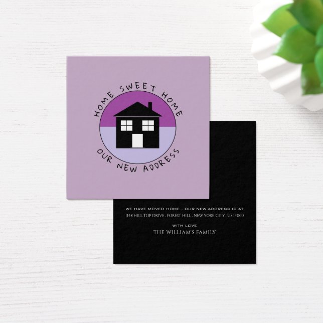 Lila House-Logotyp, byte av Adress-kort Fyrkantigt Visitkort (Skivbord)