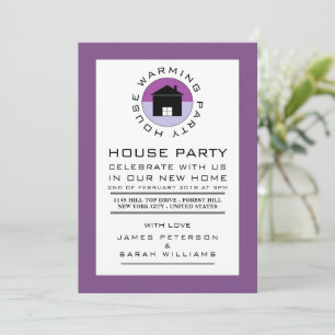 Lila House Logotyp, Houseuppvärmning Party, House Inbjudningar
