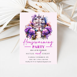 Lila Hues Houseuppvärmning Party Inbjudningar