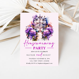 Lila Hues Houseuppvärmning Party Inbjudningar