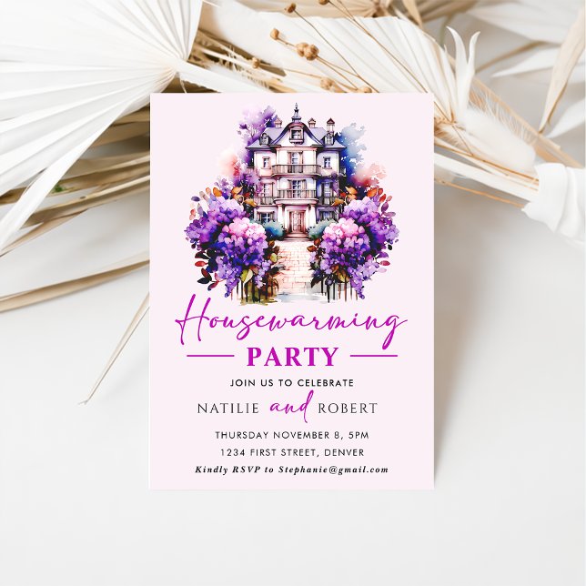 Lila Hues Houseuppvärmning Party Inbjudningar (Skapare uppladdad)