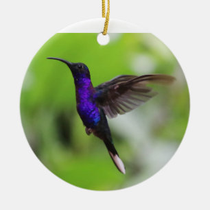 Lila hummingbird julprydnad julgransprydnad keramik